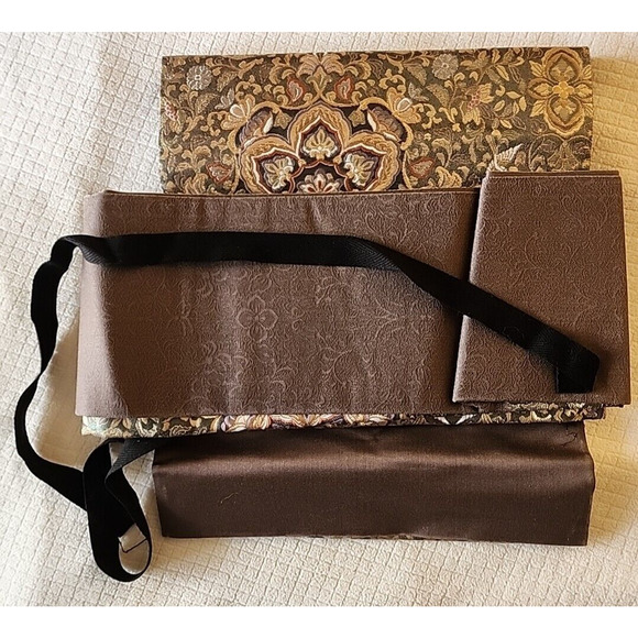 Japanese Metallic Thread and Brocade Silk Nagoya Obi - Gray, Gold, Silver Floral main image 6